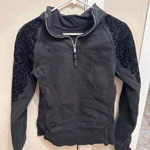 Lululemon Black Half-Zip Pullover with Floral Sleeves